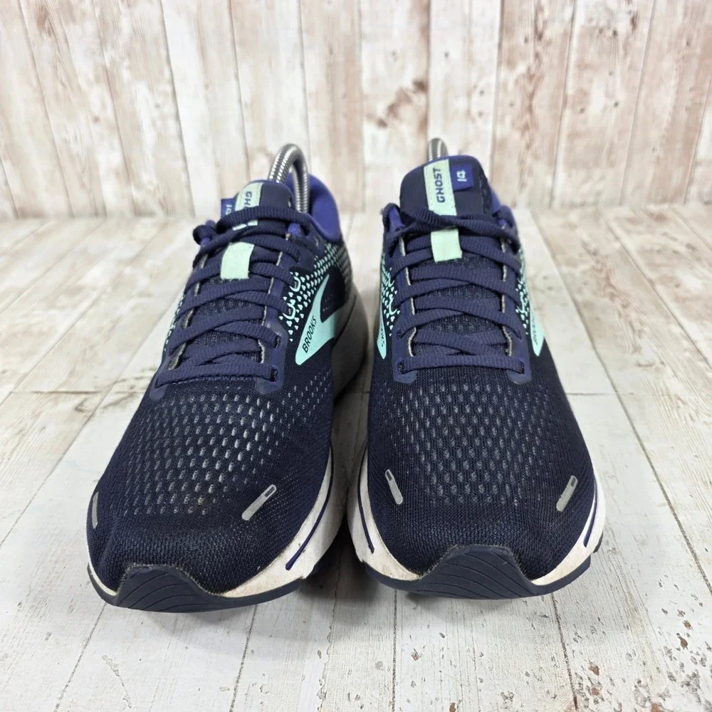 Brooks Ghost 14 Womens 8.5 Wide Navy Blue Seafoam Running Shoes 1203561D446
